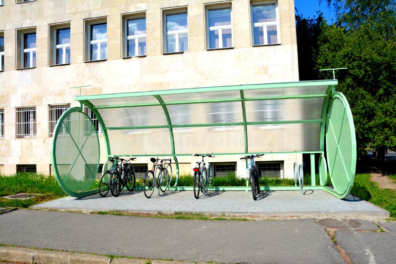Bike parking in the University of Miskolc, Topolcza, Hungary. The building of the University of Miskolc, build in the nord west of Hungary stock images Bike parking in the University of Miskolc, Topolcza, Hungary. The building of the University of Miskolc, build in the nord west of Hungary stock images