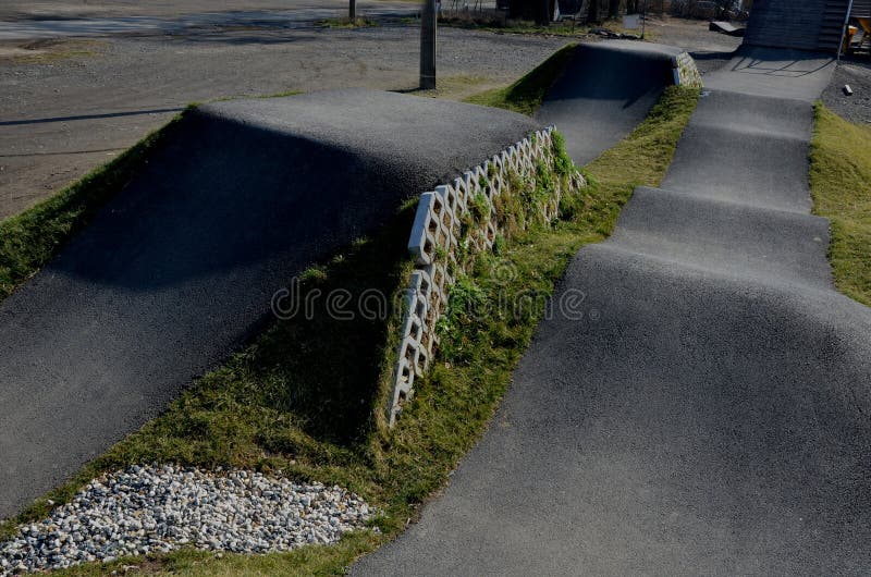 Bike Path in the Car Park Pumping (moving Up and Down) Stock Image