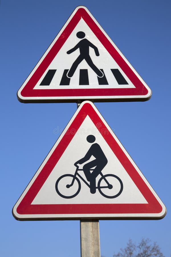 Bike and Pedestrian Crossing Sign royalty free stock images Bike and Pedestrian Crossing Sign royalty free stock images