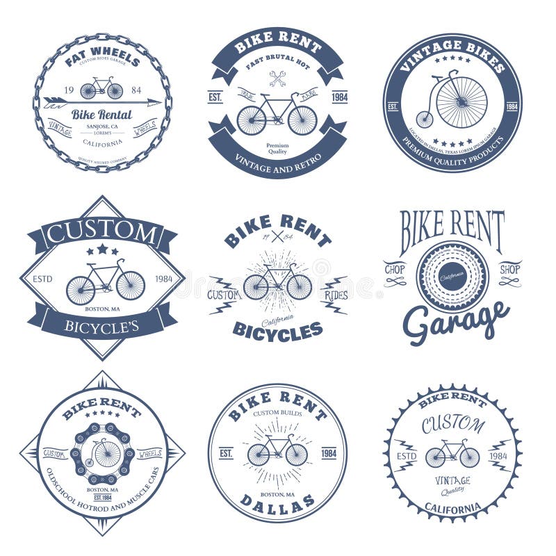 Bike Rent Label and Badges Design. Vector royalty free illustration
