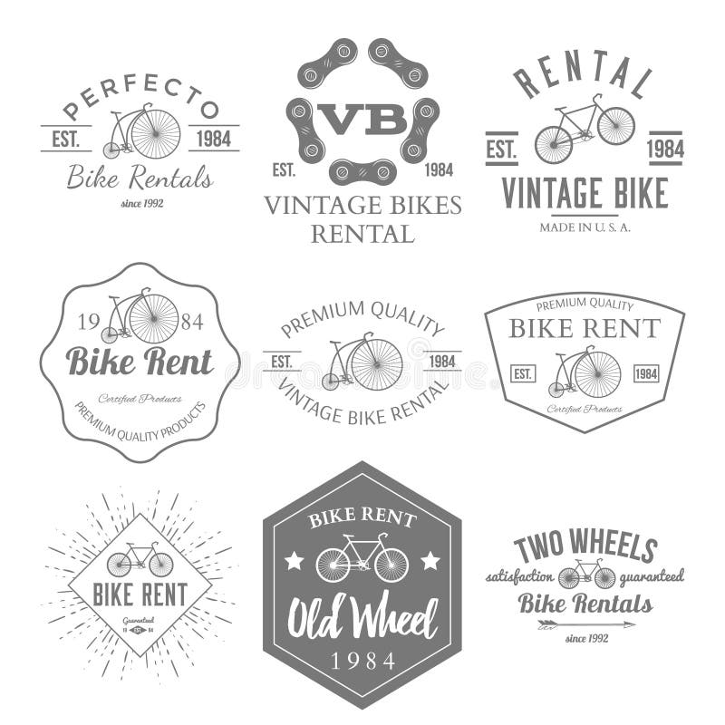 Bike Rent Label and Badges Design. Vector royalty free illustration