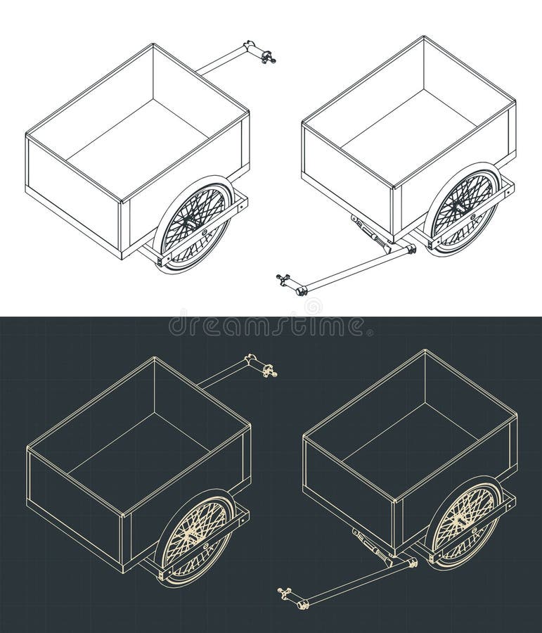 Bike Trailer Isometric Blueprints Stock Vector Illustration of cycle
