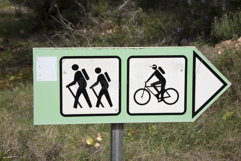 Bike and Walking Sign stock photography