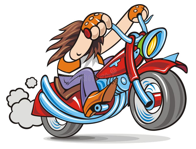 Biker woman cartoon stock vector. Illustration of brown 13332681