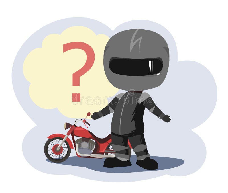 Biker Cartoon. Child Illustration. Chasing Bike. Sports Uniform and Helmet.  Cool Motorcycle. Chopper Stock Vector - Illustration of helmet, uniform:  223585244