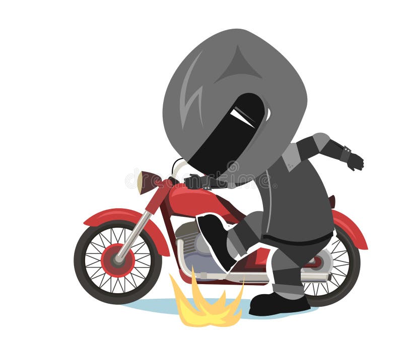 Biker Cartoon. Child Illustration. Sports Uniform and Helmet. Cool  Motorcycle. Chopper Bike Stock Vector - Illustration of vector, motobiker:  224197713