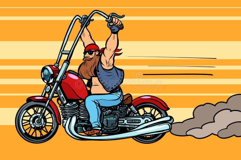 Biker on Chopper, Motorcycle Transport Stock Vector - Illustration of  cycle, biker: 143496171