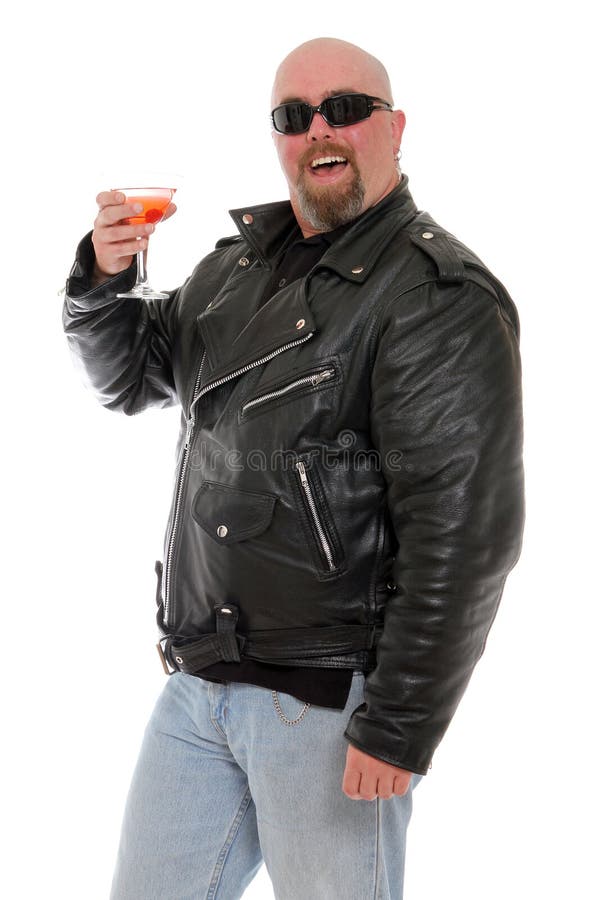 Biker enjoying a martini