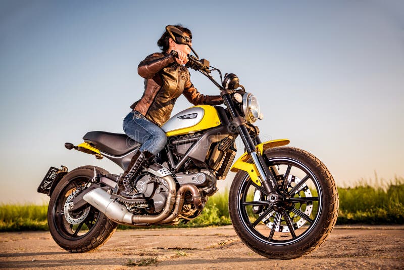 Biker girl on a motorcycle