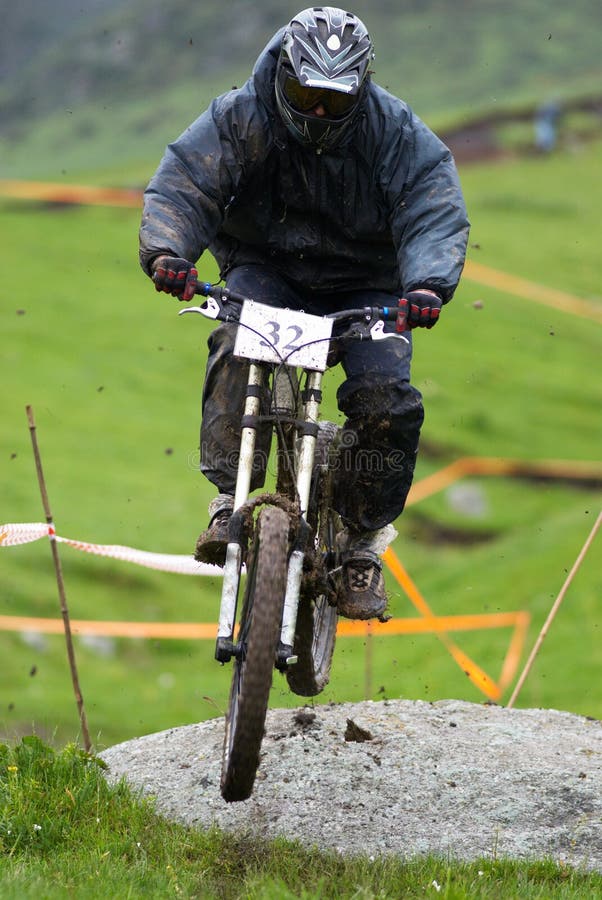 Biker Jump on Downhill Race Stock Photo Image of athlete, race 2486622