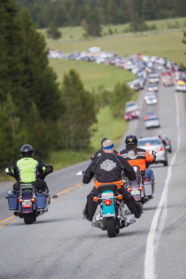 Bikers in yellowstone editorial image. Image of davison 45486150