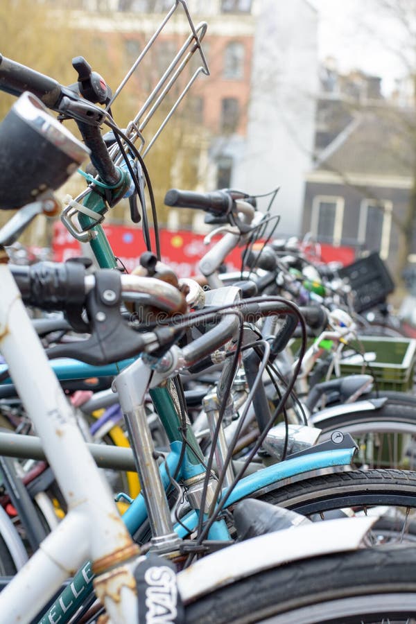 Bikes in Amsterdam, Holland Editorial Photography Image of holland, cloudy 120681502
