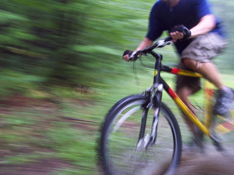 Biking attraverso la foresta fotografia stock libera da diritti Biking attraverso la foresta fotografia stock libera da diritti
