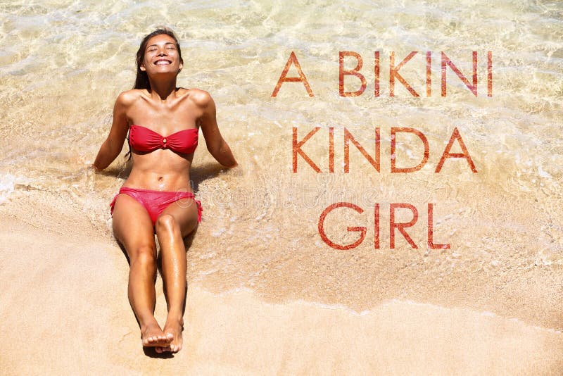 Bikini Kinda Girl Inspirational Beach Concept Foto stock 1297851460