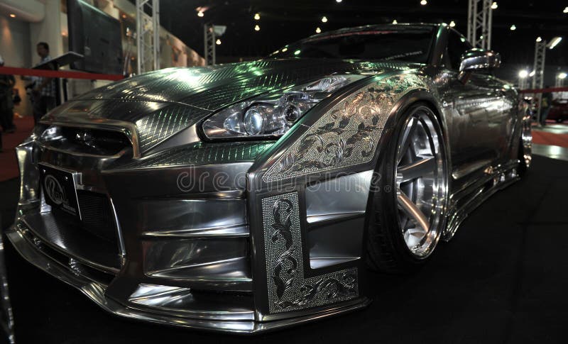 Bil för Nissan horisont R35 GT-r på den 3rd bangkok internationella autosalonen 2015 på Juni 27, 2015 i Bangkok, Thailan royaltyfria foton Bil för Nissan horisont R35 GT-r på den 3rd bangkok internationella autosalonen 2015 på Juni 27, 2015 i Bangkok, Thailan royaltyfria foton