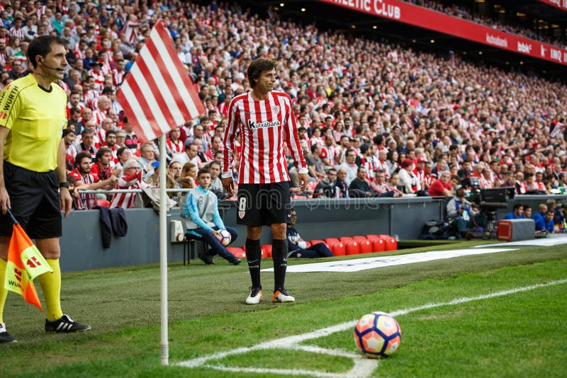 BILBAO, SPAIN - OCTOBER 16: Ander Iturraspe, Athletic Club Bilbao player, in the match between Athletic Bilbao and Real Sociedad, celebrated on October 16, 2016 in Bilbao, Spain