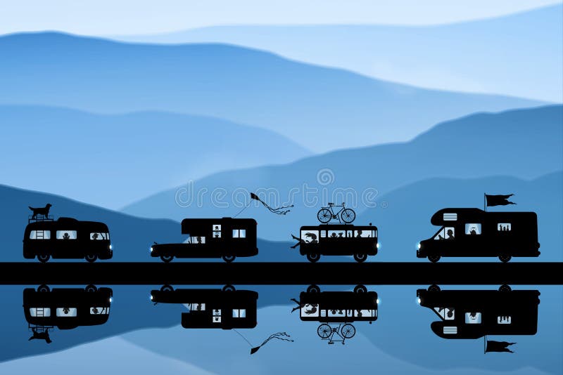 Bilbilar på väg under vintern vektor illustrationer