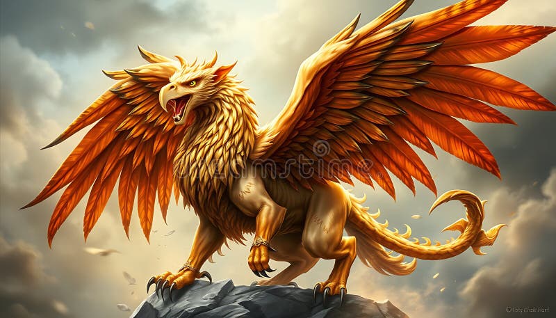 Bild av den mytiska griffin-skapelsen fantasykonst och den legendariska bestillustrationen Stock Photo Generative AI vektor illustrationer