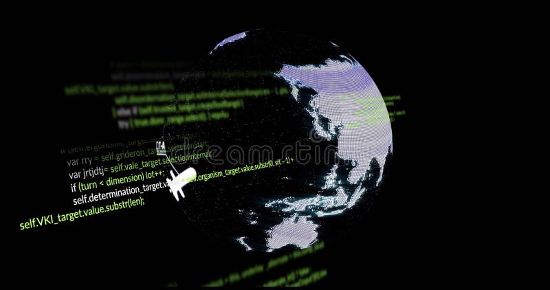 Bild av digital databehandling över hela världen. Globala anslutningar för databehandling och databehandling, digitalt genererad bild.