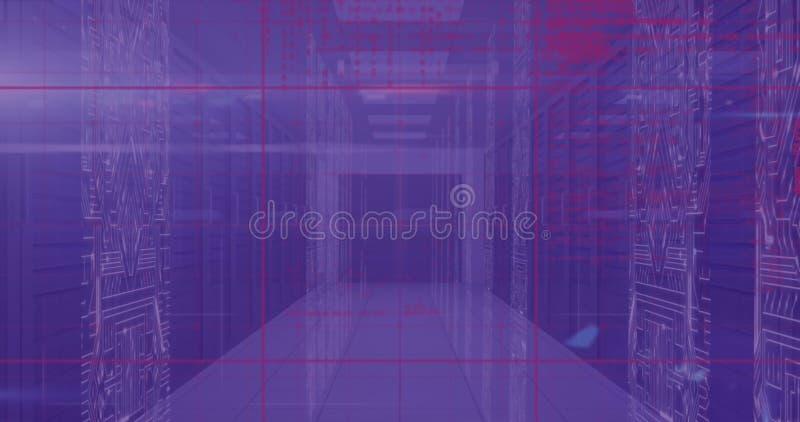 Bild av sparktext med databehandling över serverrum royaltyfri illustrationer