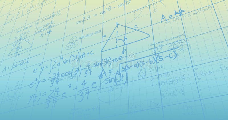 Bild der mathematischen Datenverarbeitung über blauem Hintergrund. digitales Bild für globales Wissenschaftsrechnungs- und Datenverarbeitungskonzept.