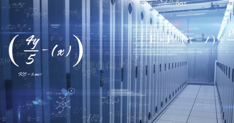 Bild der mathematischen Gleichungen im Serverraum lizenzfreie stockfotografie