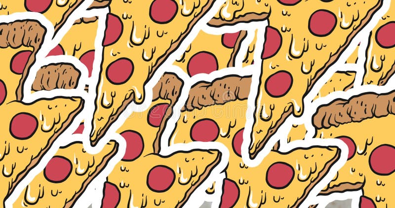 Bild der Pizzabilder über grauem Hintergrund stock abbildung
