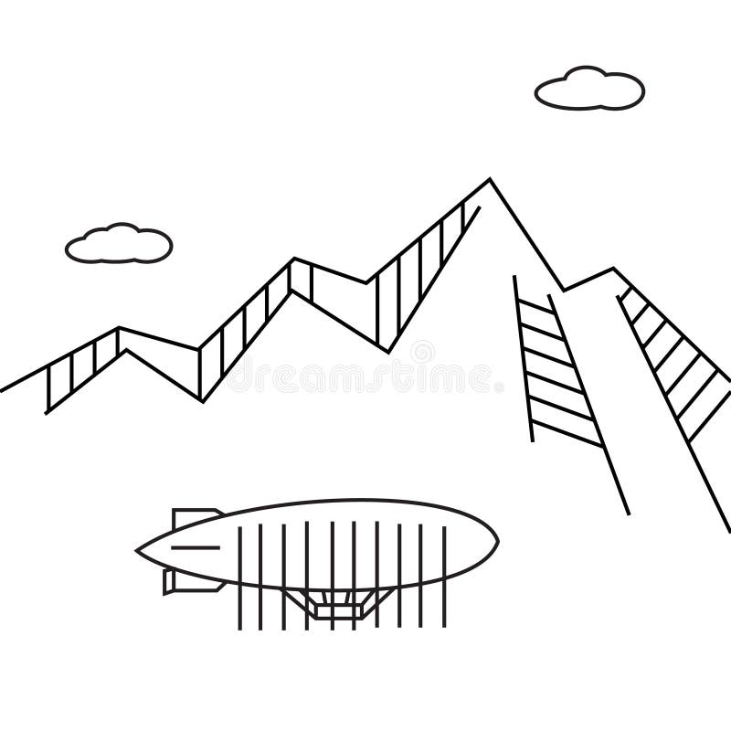 Bild des Entwurfsluftfahrzeugs, Bäume, Berg stock abbildung Bild des Entwurfsluftfahrzeugs, Bäume, Berg stock abbildung