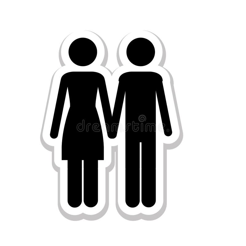 Bild för symbol för pictogram för par för mankvinna romantisk vektor illustrationer