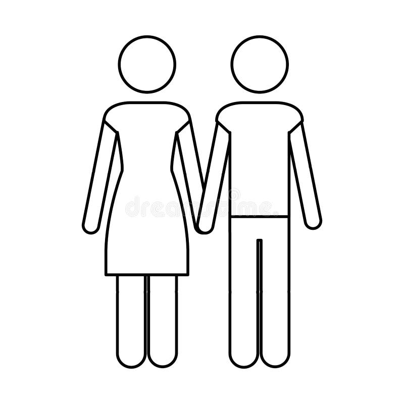 Bild för symbol för pictogram för par för mankvinna romantisk royaltyfri illustrationer