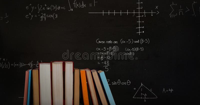 Bild von Büchern in Folge über mathematische Gleichungen lizenzfreie stockbilder