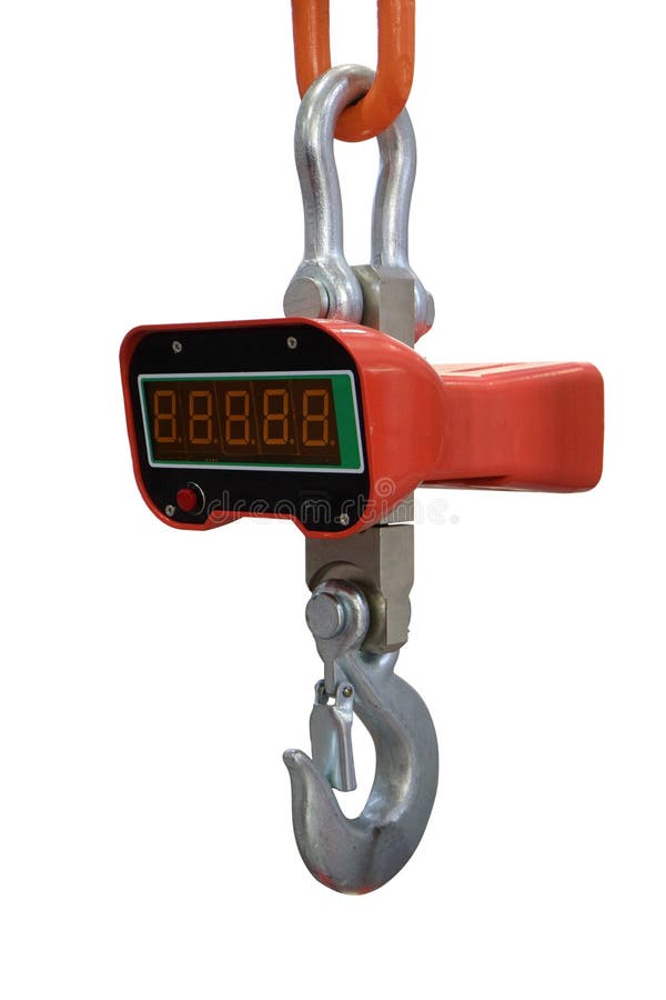 Image of crane scales. Isolated on white. Electronic balance. Crane scales. Heavy steelyard. Loading scales. Image of crane scales. Isolated on white. Electronic balance. Crane scales. Heavy steelyard. Loading scales