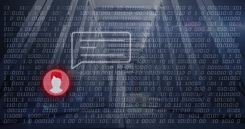 Bild von Nachricht und Binärcode über Server lizenzfreie abbildung