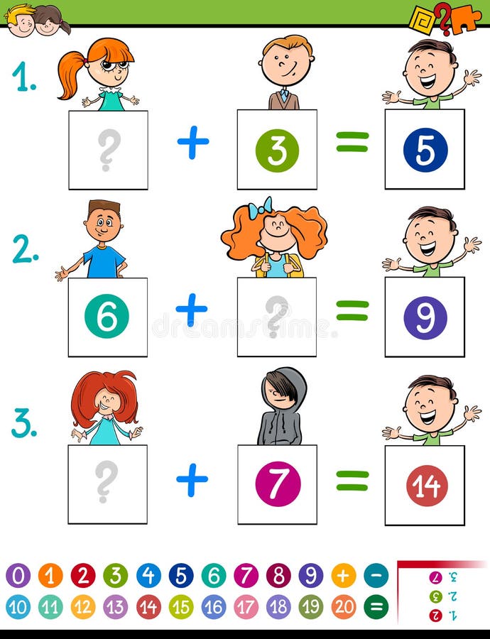 Bildande lek för matematiktillägg med barn royaltyfri illustrationer Bildande lek för matematiktillägg med barn royaltyfri illustrationer