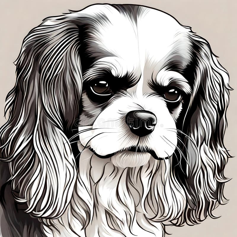 Bilden av det vackra kungscharles cavalier dog illustration ai genererade bilden royaltyfri illustrationer