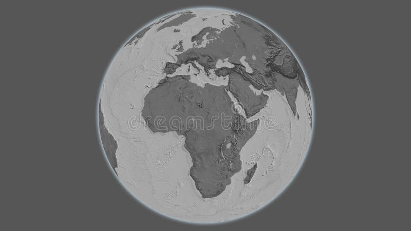 Globe centered on Chad. Bilevel map vector illustration