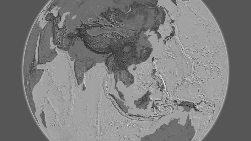 Globe centered on Laos. Bilevel map stock illustration