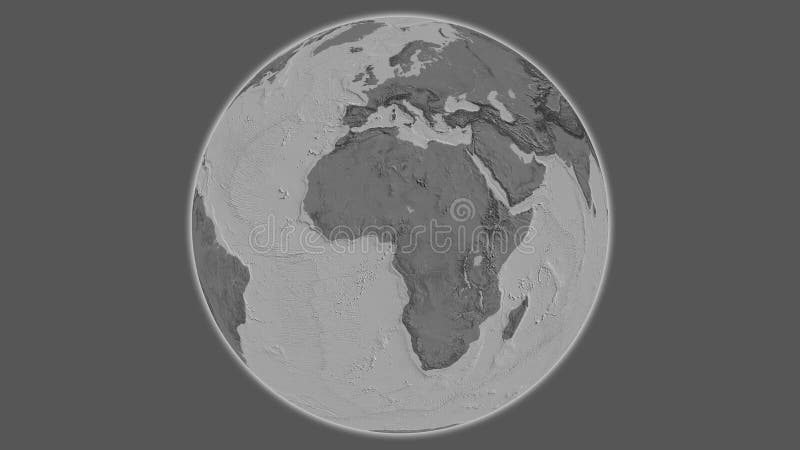 Globe centered on Nigeria. Bilevel map vector illustration