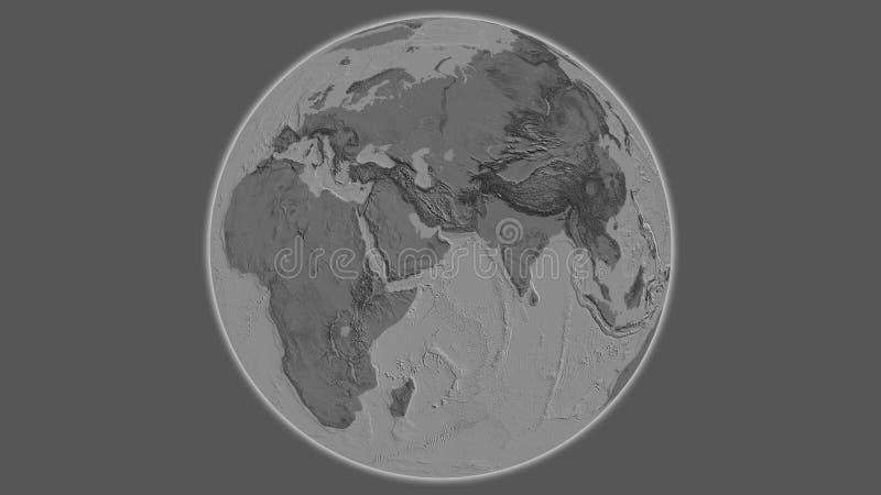 Globe centered on Oman. Bilevel map royalty free illustration
