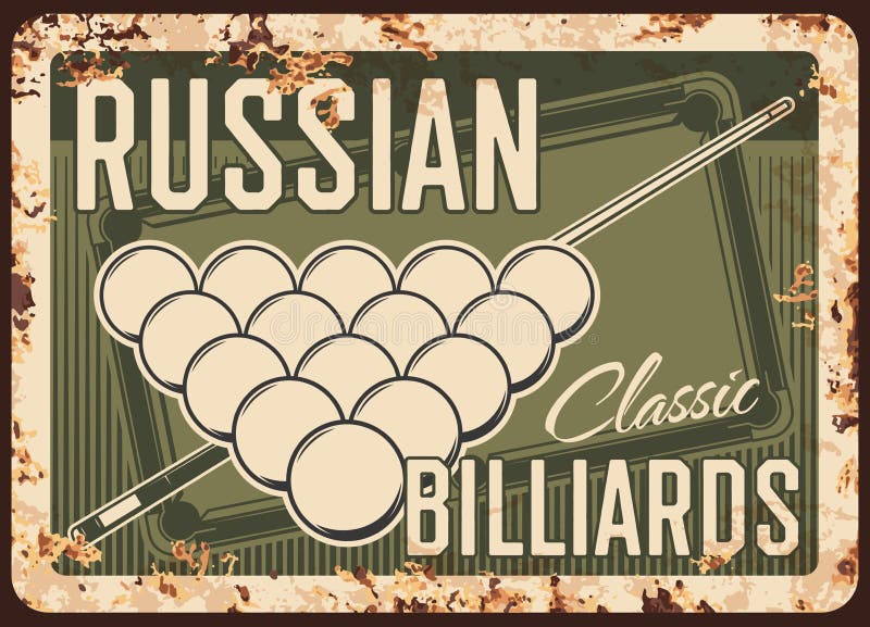 Clube de bilhar russo, escola e campeonato placa de metal