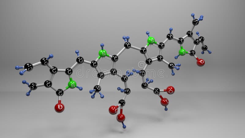 Bilirubin 3D molecule illustration.