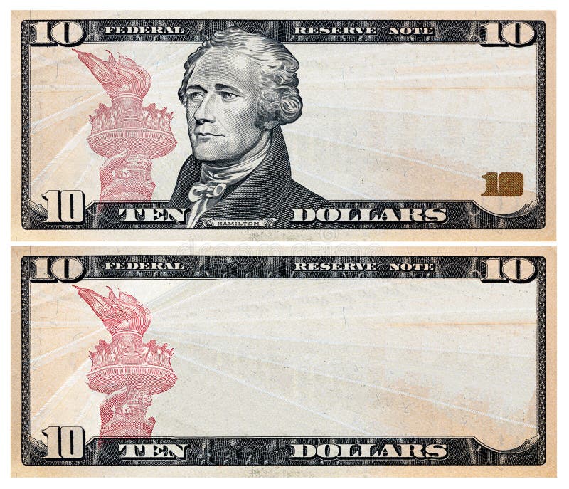 10 dollar bill with empty middle area for design purpose. 10 dollar bill with empty middle area for design purpose