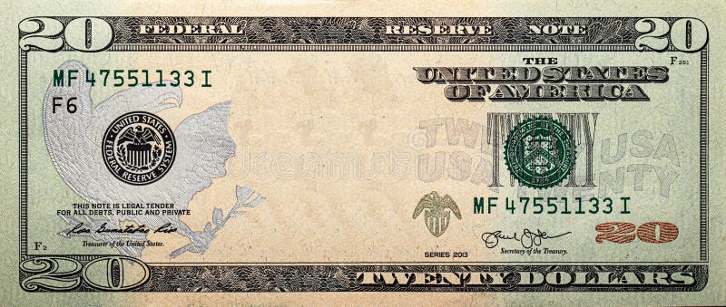 20 dollar bill with empty middle area for design purpose. 20 dollar bill with empty middle area for design purpose