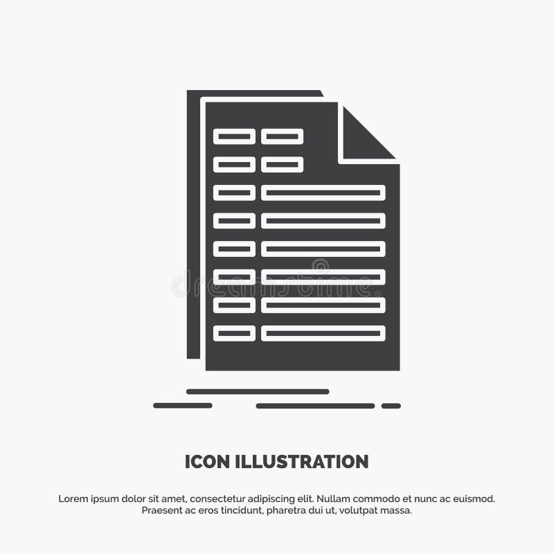 Bill Excel File Invoice Statement Icon Glyph Vector Gray Symbol For Ui And Ux Website Or Mobile Application Stock Vector Illustration Of Credit Paying