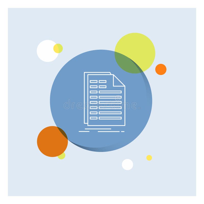Bill, excel, file, invoice, statement White Line Icon colorful Circle Background vector illustration Bill, excel, file, invoice, statement White Line Icon colorful Circle Background vector illustration