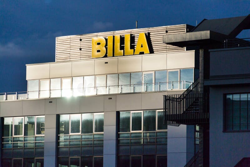 BILLA Company Logo in Front of Supermarket from German Rewe Group ...