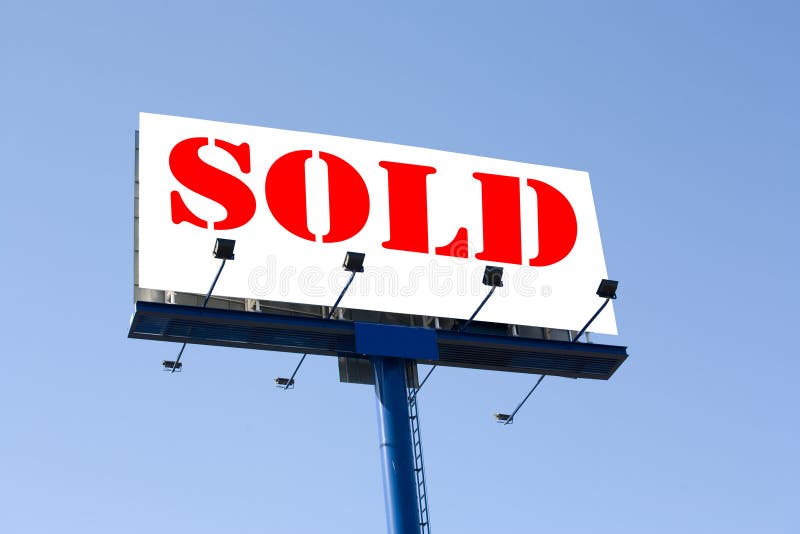 Sold Out Billboard on a Concert Venue in Blue on White Background Stock