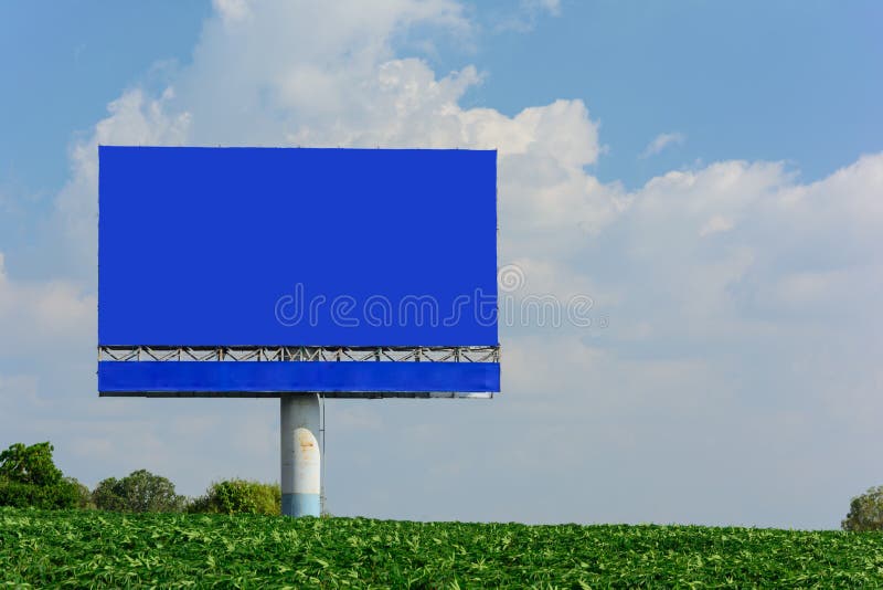 Billboard with Empty Blue Screen Stock Image Image of commercial