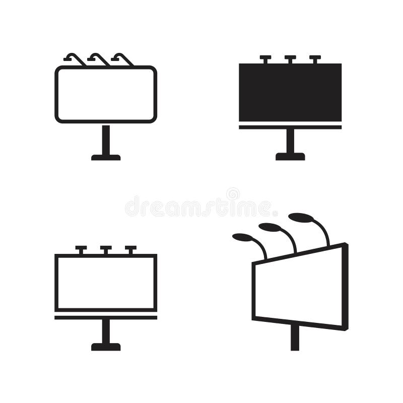 Billboard Icons Set stock illustration. Illustration of marketing