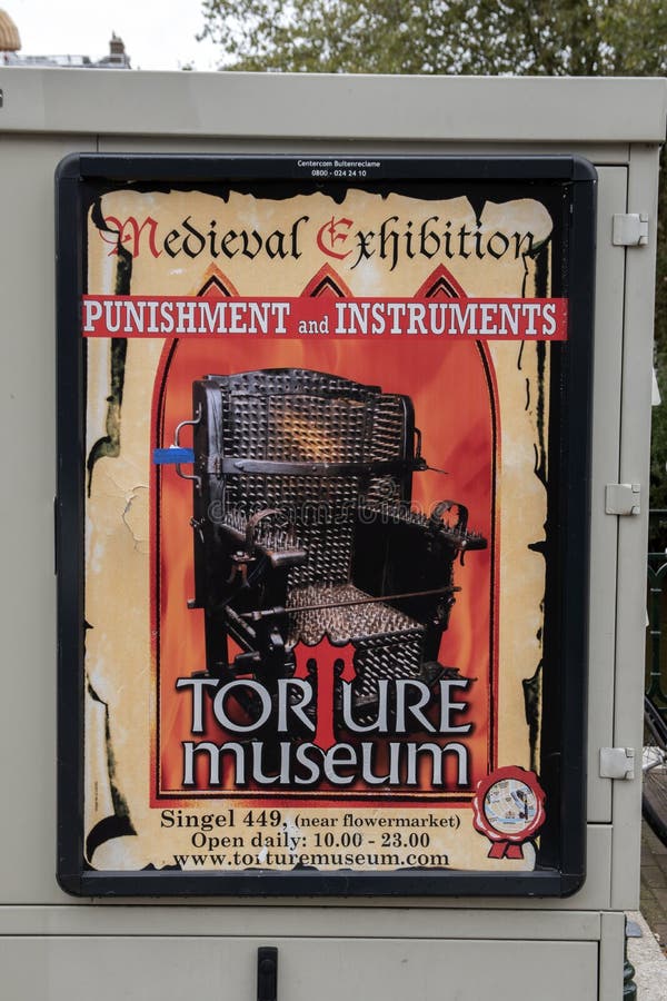 Billboard Torture Museum At Amsterdam The Netherlands 2019. Centercom billboard stock images, royalty-free photos and pictures